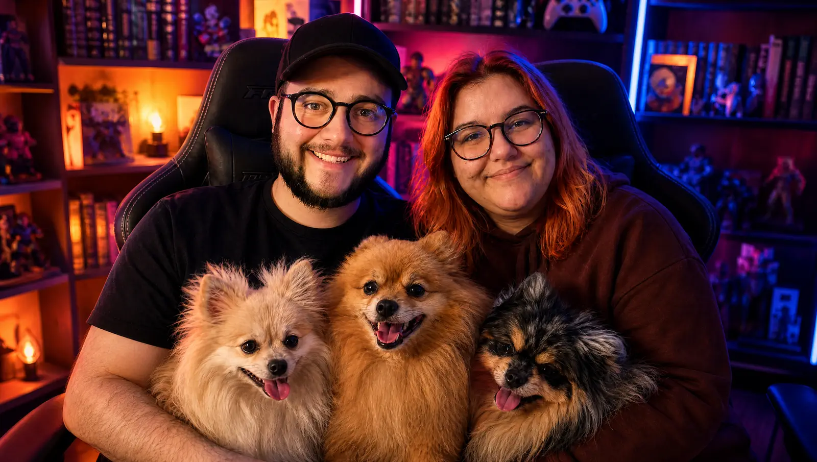 Pedro and Ana with their three dogs